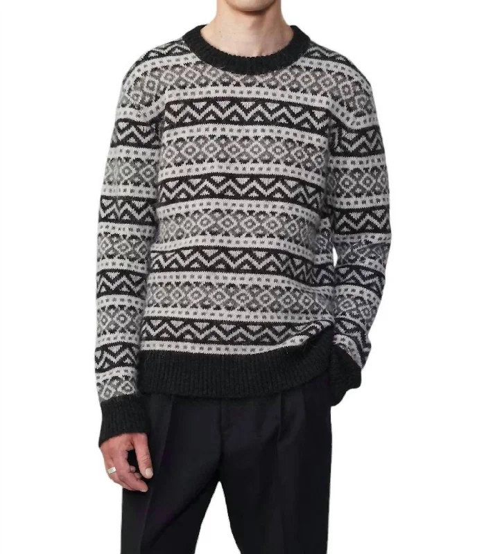 Patterned Men's Fair Isle SweatersJason Sweater In Antracite Grey Melange