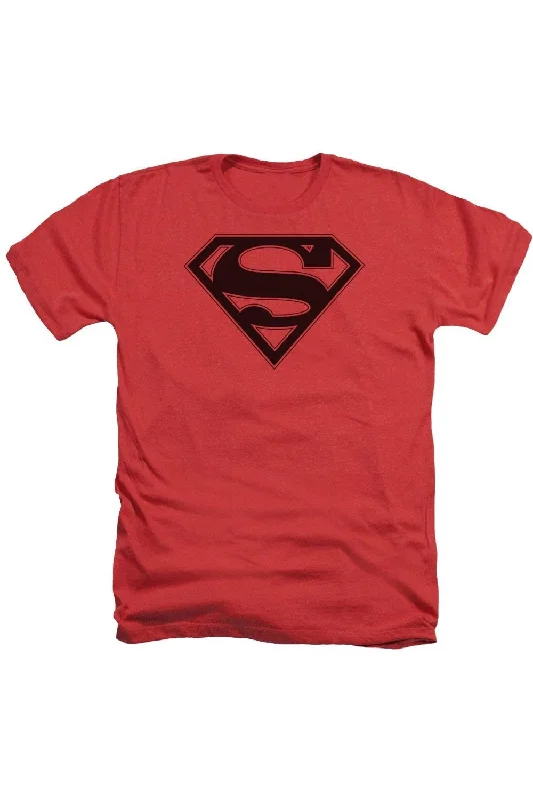 Men's Long-Sleeved ShirtsSuperman Red & Black Shield Adult Heather Tee / T-Shirt
