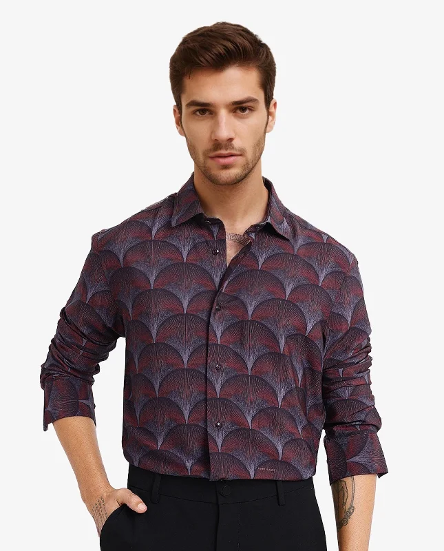 Men's Layering Shirts for Seasonal TransitionsRare Rabbit Men Lizan Maroon Viscose Nylon Fabric Full Sleeve Regular Fit Abstract Print Shirt Men's Layering Shirts for Seasonal TransitionsRare Rabbit Men Lizan Maroon Viscose Nylon Fabric Full Sleeve Regular Fit Abstract Print Shirt