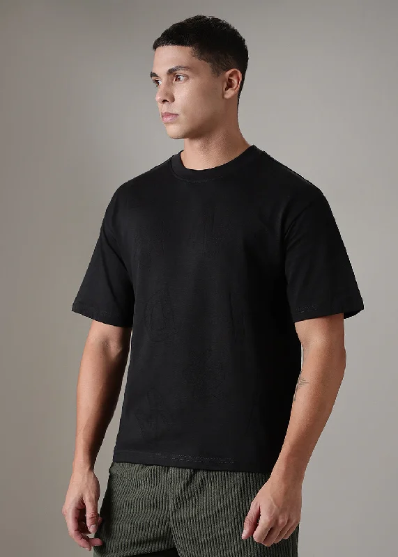 Men's Shirts with Raw-Edge HemlinesAlpha Black Oversized T-shirt