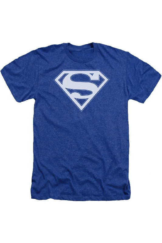 Men's Shirts with Appliqué DetailsSuperman Blue & White Shield Adult Heather Tee / T-Shirt Men's Shirts with Appliqué DetailsSuperman Blue & White Shield Adult Heather Tee / T-Shirt