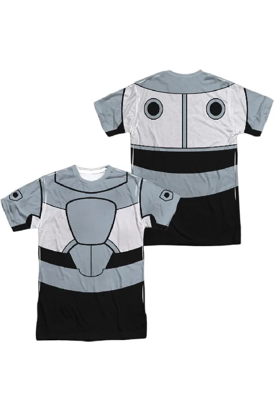 Men's Shirts with Embellished HemlinesTeen Titans Go Cyborg Uniform (Front/Back Print) Short Sleeve Adult Poly Crew Tee / T-Shirt Men's Shirts with Embellished HemlinesTeen Titans Go Cyborg Uniform (Front/Back Print) Short Sleeve Adult Poly Crew Tee / T-Shirt