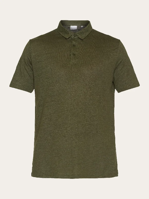 Men's Shirts with Hidden ButtonsLinen polo - Forrest Night