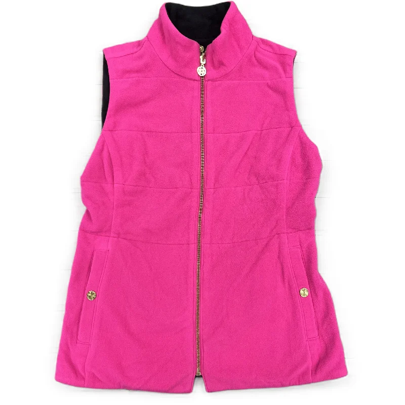 Men's Coats for SnowshoeingVest Designer By Lilly Pulitzer In Black & Pink, Size: S