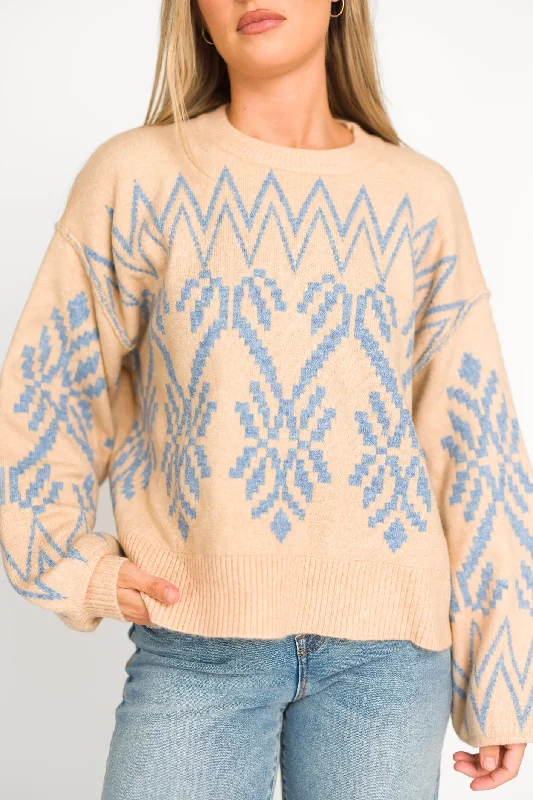 Athletic Men's Performance SweatersNicole Alpine Knit Sweater in Coconut Milk