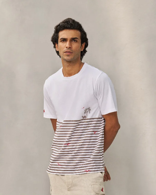 Men's Shirts with Zippered PocketsMoroccan Palm T-shirt - White