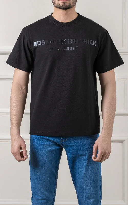 Men's Shirts with Mandarin CollarsOVER SIZE GRAPHIC T SHIRT T SHIRT BLACK