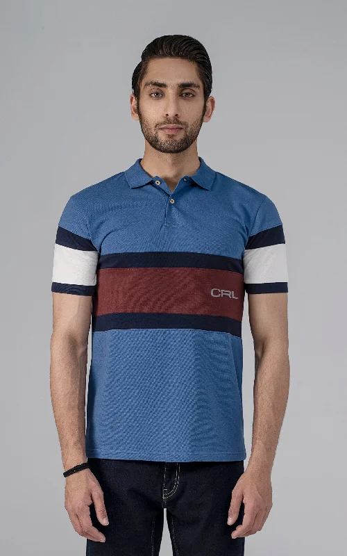 Men's Shirts with Graphic PrintsCUT AND SEW FASHION POLO SKY BLUE