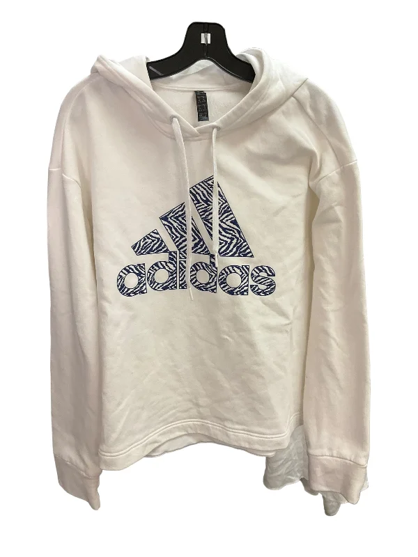 Men's Hoodies with Built-In HeadphonesAthletic Sweatshirt Hoodie By Adidas In White, Size: 18 Men's Hoodies with Built-In HeadphonesAthletic Sweatshirt Hoodie By Adidas In White, Size: 18