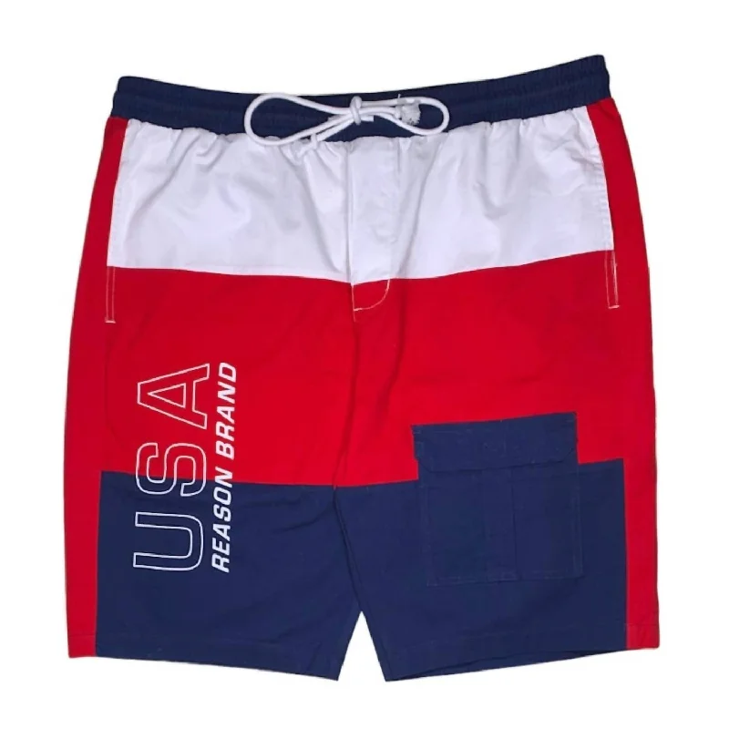 Versatile Men's Linen ShortsMen's Usa Short In Red/white/blue