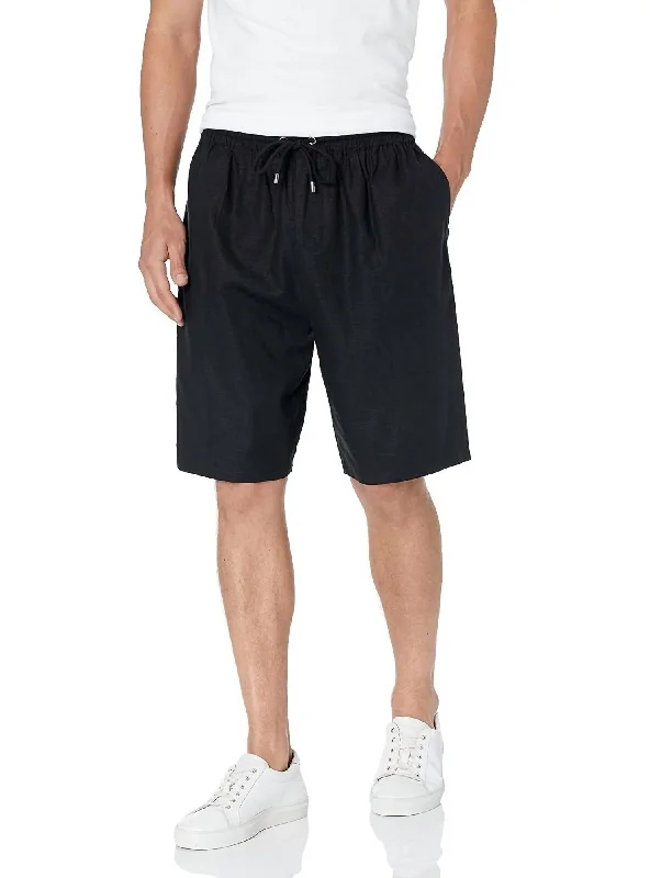 Cool and Crisp Men's Summer Linen and Cotton ShortsMen's Micah Drawstring Stretch Linen Short In Black Cool and Crisp Men's Summer Linen and Cotton ShortsMen's Micah Drawstring Stretch Linen Short In Black