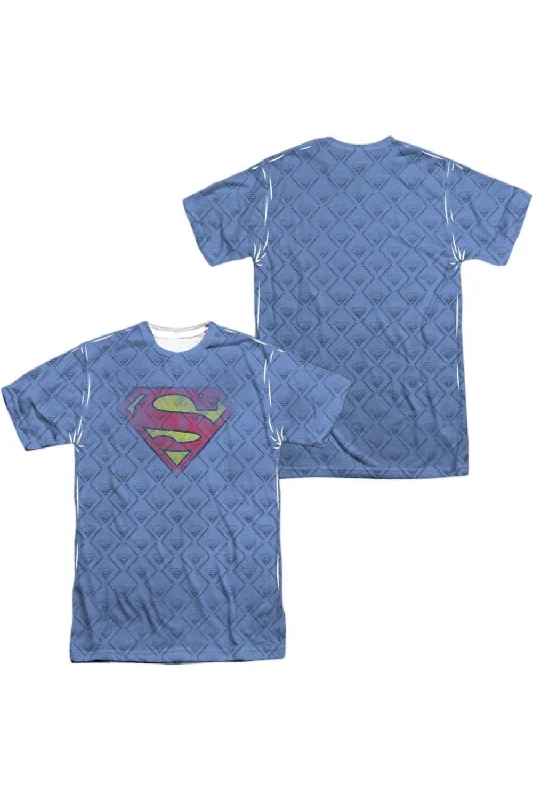 Men's Shirts with Convertible CollarsSuperman Repeat Over Distressed (Front/Back Print) Short Sleeve Adult 100% Poly Crew Tee / T-Shirt Men's Shirts with Convertible CollarsSuperman Repeat Over Distressed (Front/Back Print) Short Sleeve Adult 100% Poly Crew Tee / T-Shirt