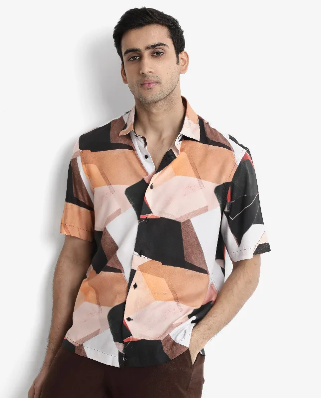 Stylish Men's Graphic T-ShirtsRare Rabbit Men's Wabe Black Viscose Fabric Short Sleeve Boxy Fit Abstract Print Shirt Stylish Men's Graphic T-ShirtsRare Rabbit Men's Wabe Black Viscose Fabric Short Sleeve Boxy Fit Abstract Print Shirt