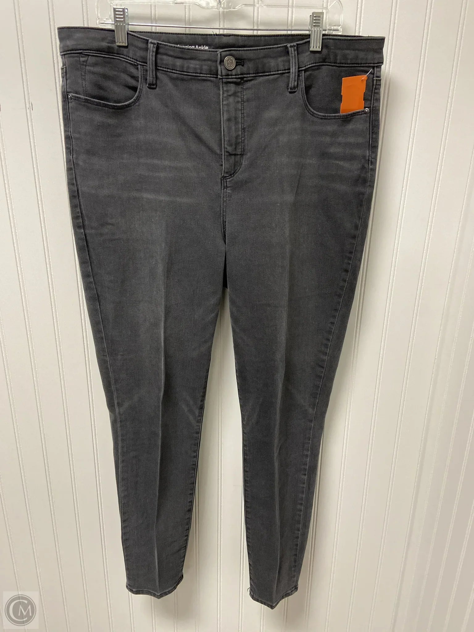 Leather Patch Embellished Men's JeansJeans Straight By Talbots In Black Denim, Size: 16