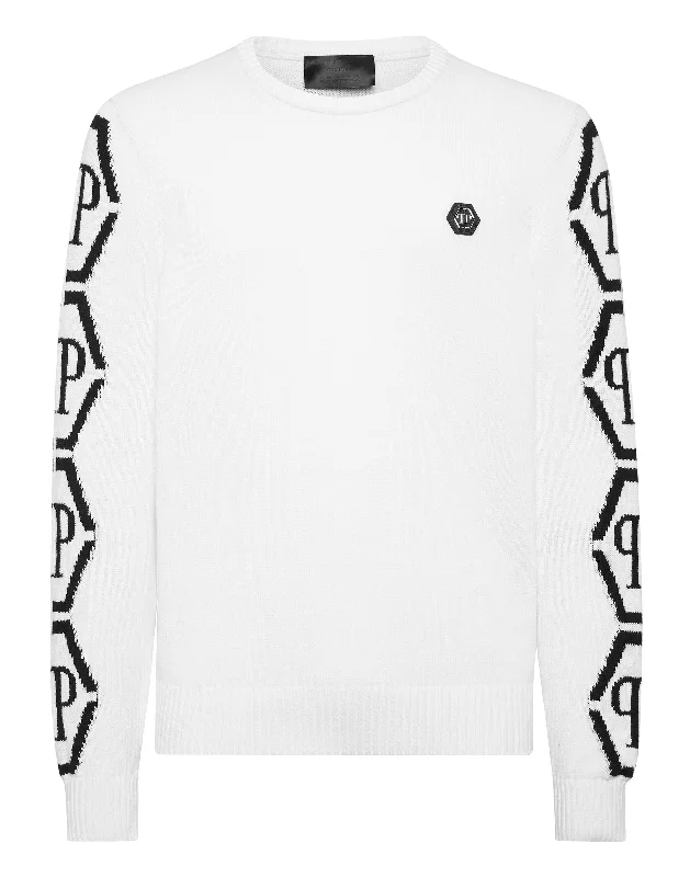 Patterned Men's Fair Isle SweatersKnit Roundneck Hexagon