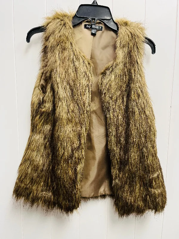 Men's Coats for SnowboardingVest Faux Fur & Sherpa By Say What In Brown, Size: S