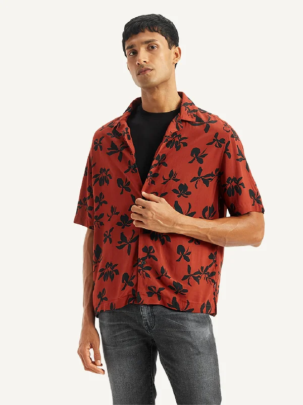 Lightweight Men's Poplin ShirtsMen's Floral Print Relaxed Fit Camp Shirt