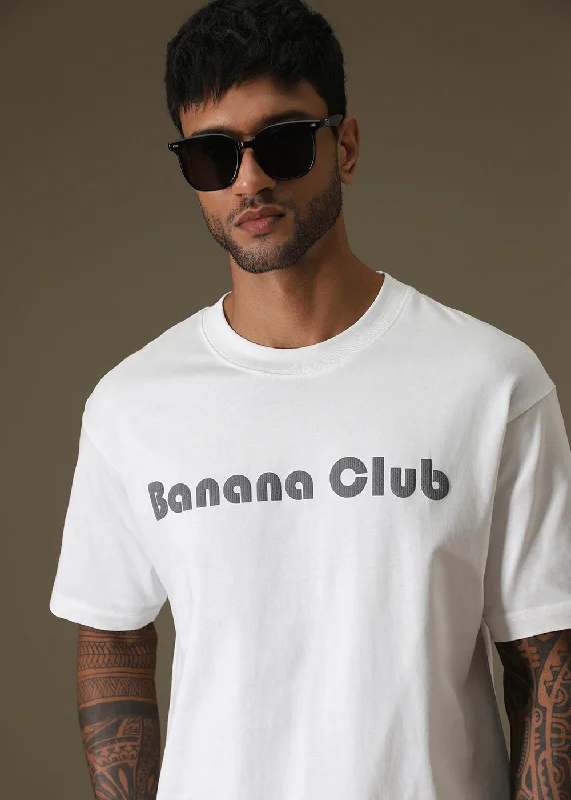 Men's Shirts with Graphic SleevesBanana Club Embossed White Oversized Fit T-shirt
