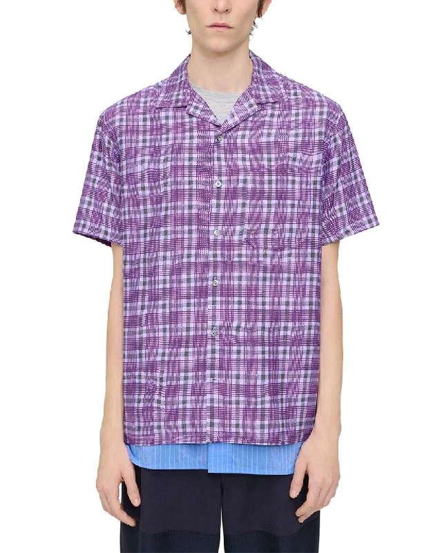 Men's Hawaiian Shirts for a Tropical VibeTheory Wrinkle Check Silk-Blend Shirt