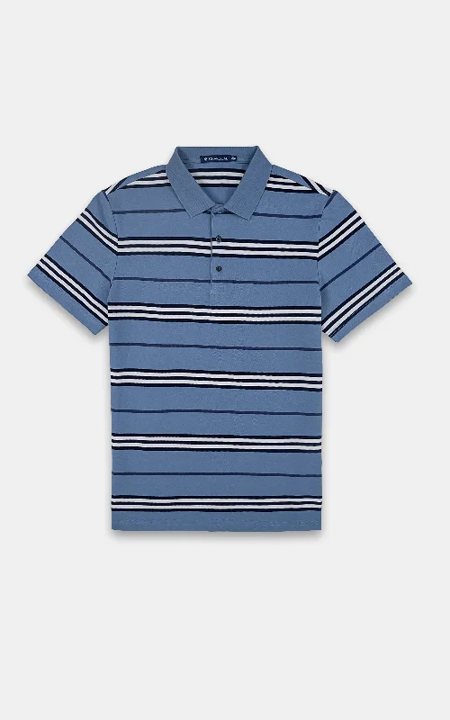 Men's Shirts with Wingtip CollarsEXECUTIVE POLO RIBBED COLLAR BLUE