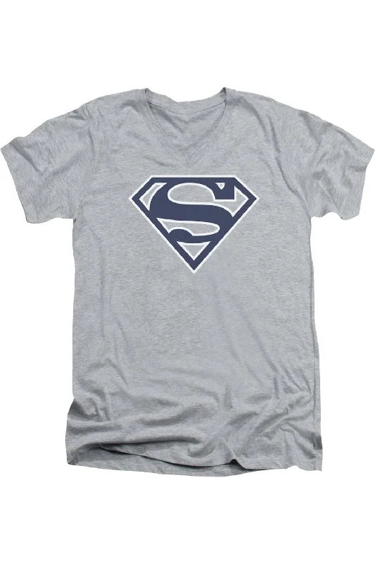 Comfortable Men's Polo ShirtsSuperman Navy & White Shield Short Sleeve Adult V Neck Tee / T-Shirt Comfortable Men's Polo ShirtsSuperman Navy & White Shield Short Sleeve Adult V Neck Tee / T-Shirt