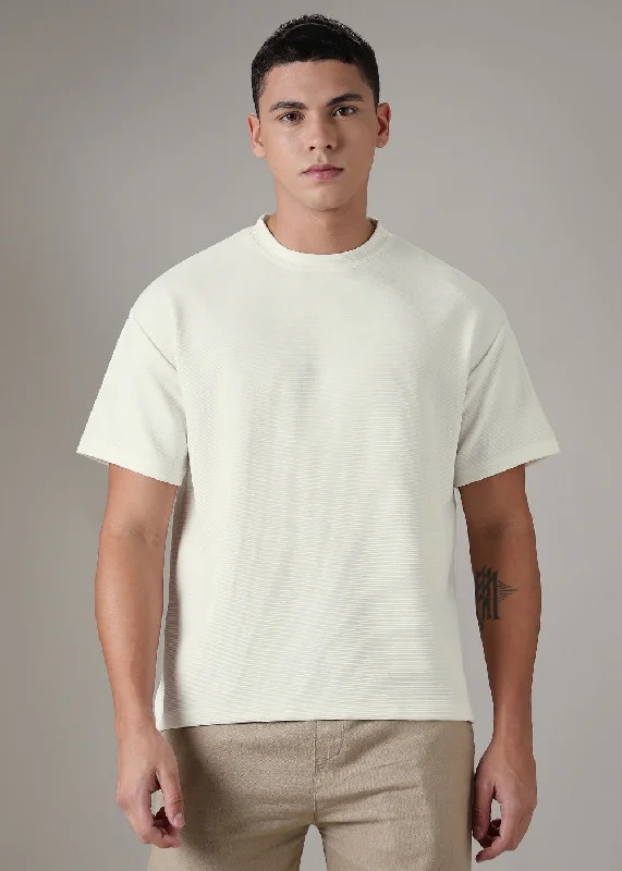 Breathable Men's Mesh TopsOversized White Textured T-shirt