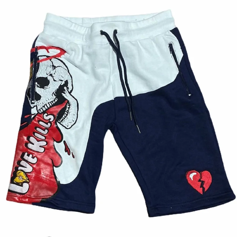 Cozy and Comfortable Men's Flannel and Fleece ShortsMen's Love Kills Shorts In Navy