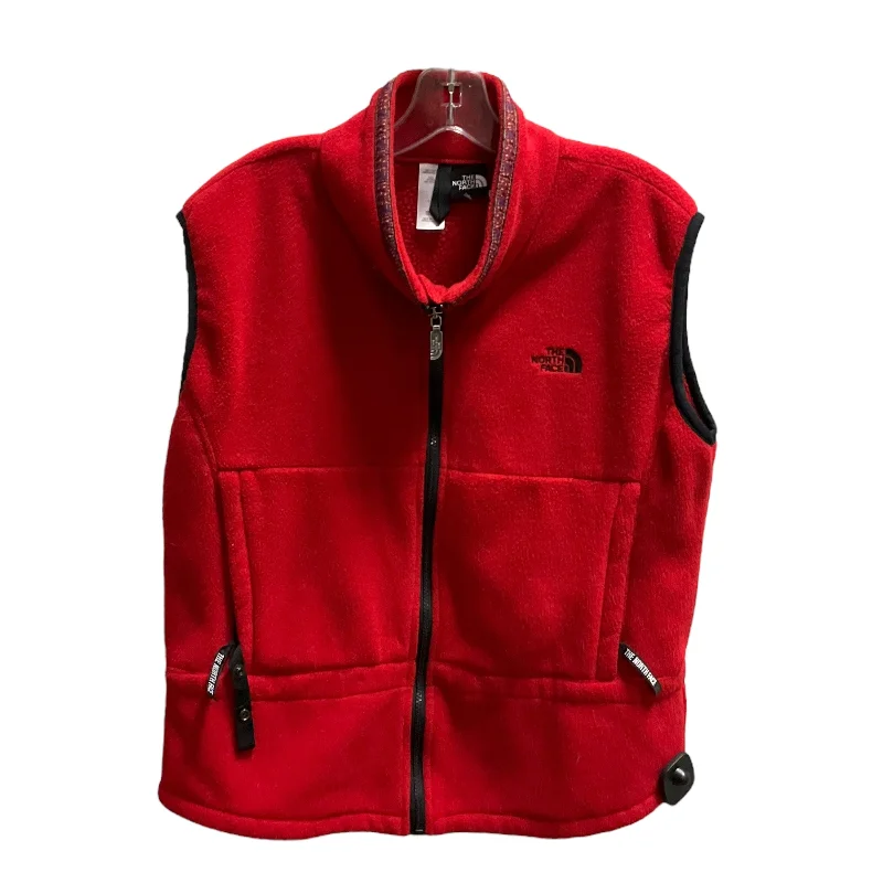 Men's Coats with Down InsulationVest Fleece By The North Face In Red, Size: L