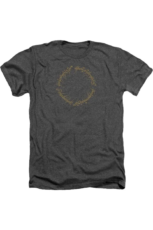 Men's Shirts with Logo EmbossmentsLord Of The Rings One Ring Adult Heather Tee / T-Shirt Men's Shirts with Logo EmbossmentsLord Of The Rings One Ring Adult Heather Tee / T-Shirt