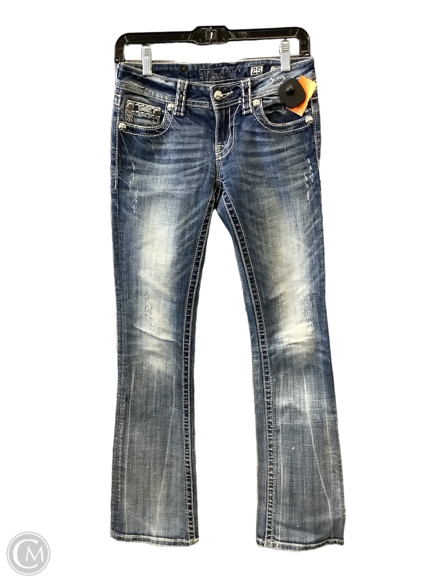 Dark Indigo Men's JeansJeans Boot Cut By Miss Me In Blue Denim, Size: 2