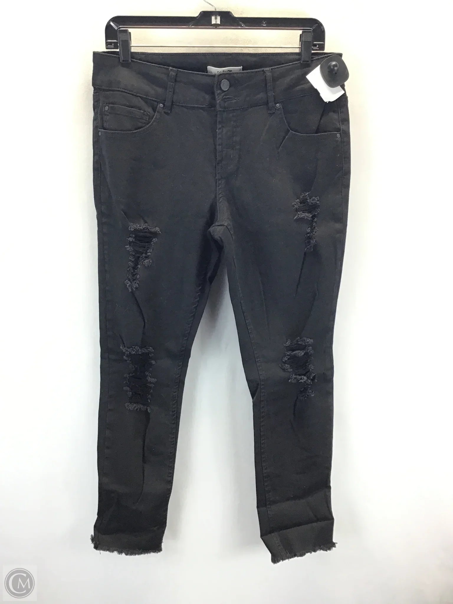 Men's Jeans with Fashionable RipsJeans Straight By Refuge In Black, Size: 12