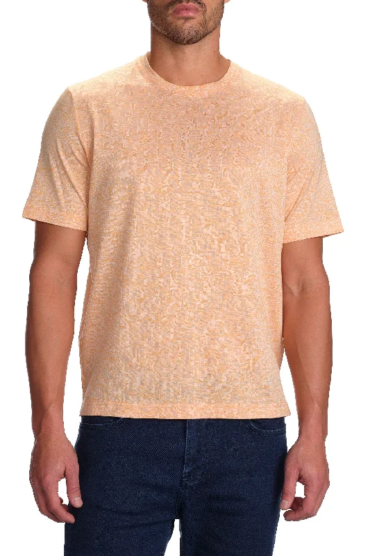 Men's Shirts with Button-Down PocketsJacquard Crew Neck T-Shirt In Coral