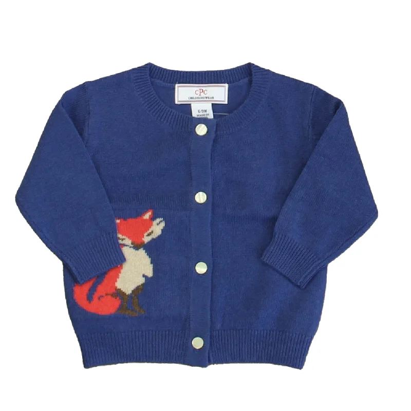 Versatile Men's Zip-Up SweatersClassic Prep Unisex Bright Navy | Fox Cardigan