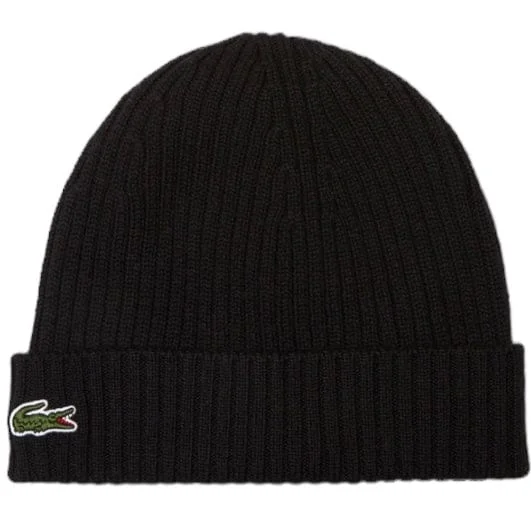 Artistic Derby HatsLacoste Unisex Ribbed Wool Beanie (Black) RB0001-51