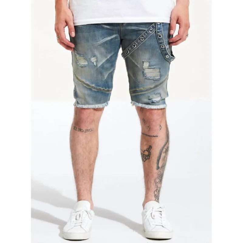 Short Men's Inseam Dress ShortsDistressed Topi Shorts In Indigo Rinse