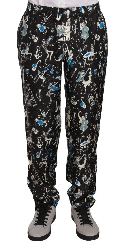 Inexpensive Men's JeansDolce & Gabbana Elegant Silk Lounge Pants with Unique Men's Print
