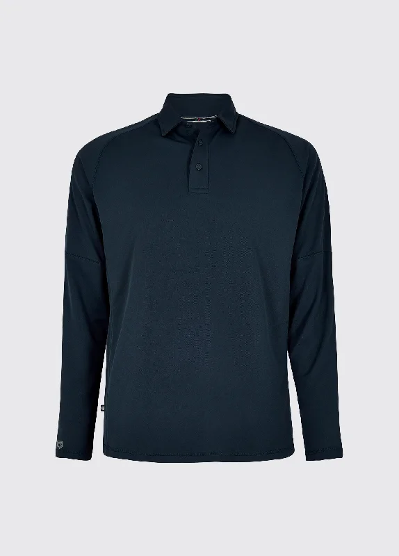 Men's Shirts with Plaid PatternsPiraeus Men's Long Sleeve Technical Polo - Navy