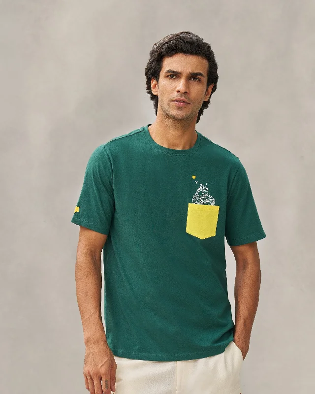 Men's Shirts with Patchwork PatternsZolulu T-shirt - Bottle Green