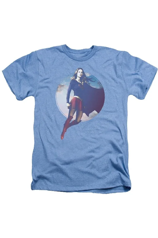 Men's Shirts with Appliquéd SleevesSupergirl Cloudy Circle Adult Heather Tee / T-Shirt Men's Shirts with Appliquéd SleevesSupergirl Cloudy Circle Adult Heather Tee / T-Shirt