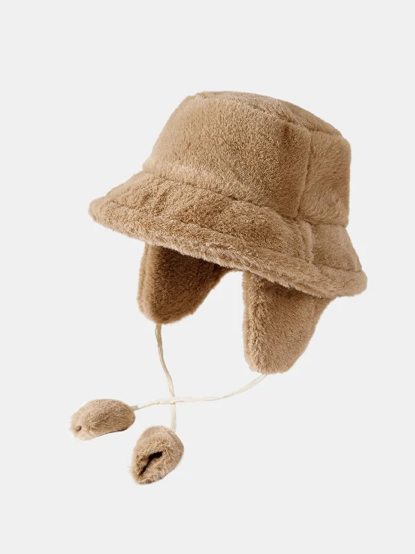 Stylish Baseball Hats for MenDetachable Earflaps Plush Bucket Hat