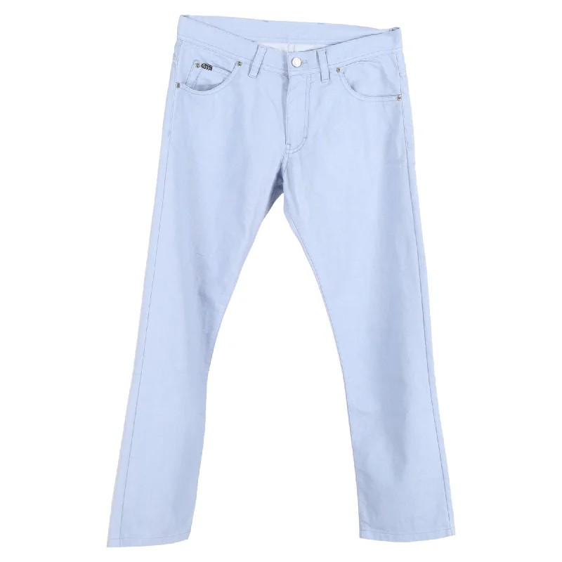 Light Wash Men's JeansTom Ford Mid-Waist Straight-Leg Jeans in Blue Cotton Denim