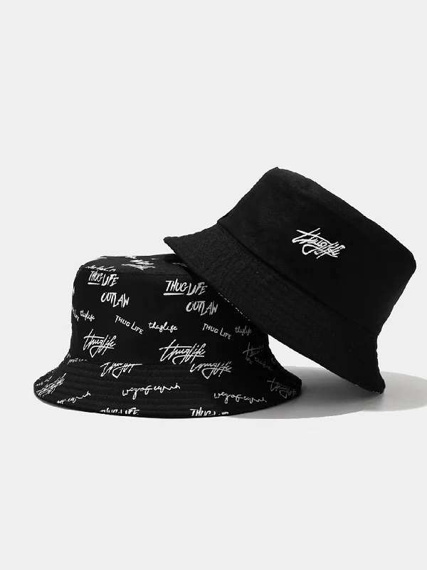 Oversized Fedora HatsDouble Side Reversible Slogan Pattern Bucket Hat