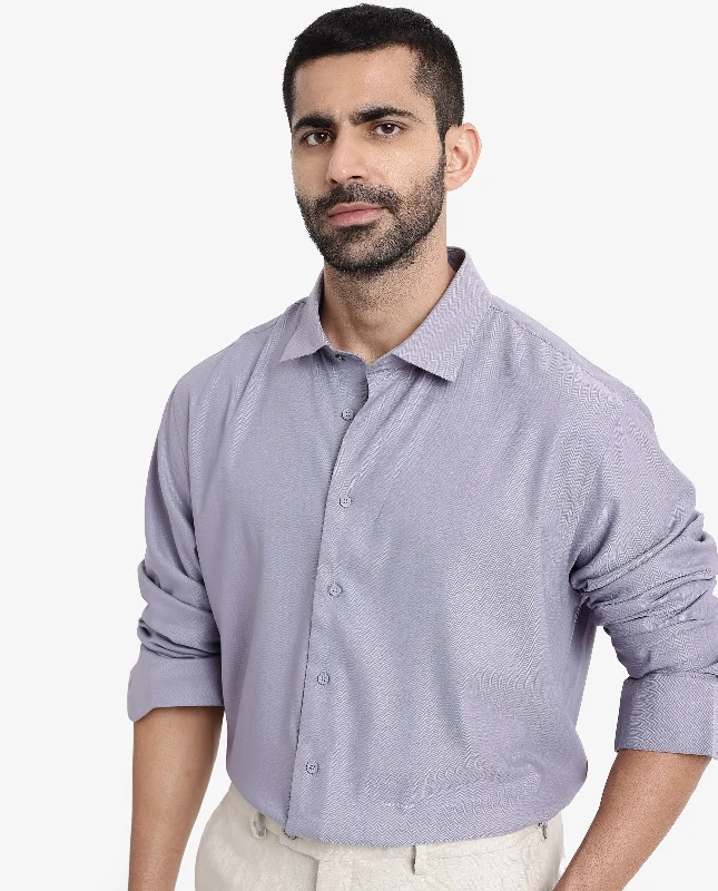Men's Spread-Collar Shirts for a Bold StatementRare Rabbit Men Mer Dusky Purple Viscose Polyester Lycra Fabric Full Sleeve Button Closure Regular Fit Herringbone Textured Shirt Men's Spread-Collar Shirts for a Bold StatementRare Rabbit Men Mer Dusky Purple Viscose Polyester Lycra Fabric Full Sleeve Button Closure Regular Fit Herringbone Textured Shirt