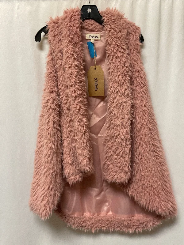 Men's Coats with Relaxed FitsVest Faux Fur & Sherpa By Listicle In Pink, Size: L