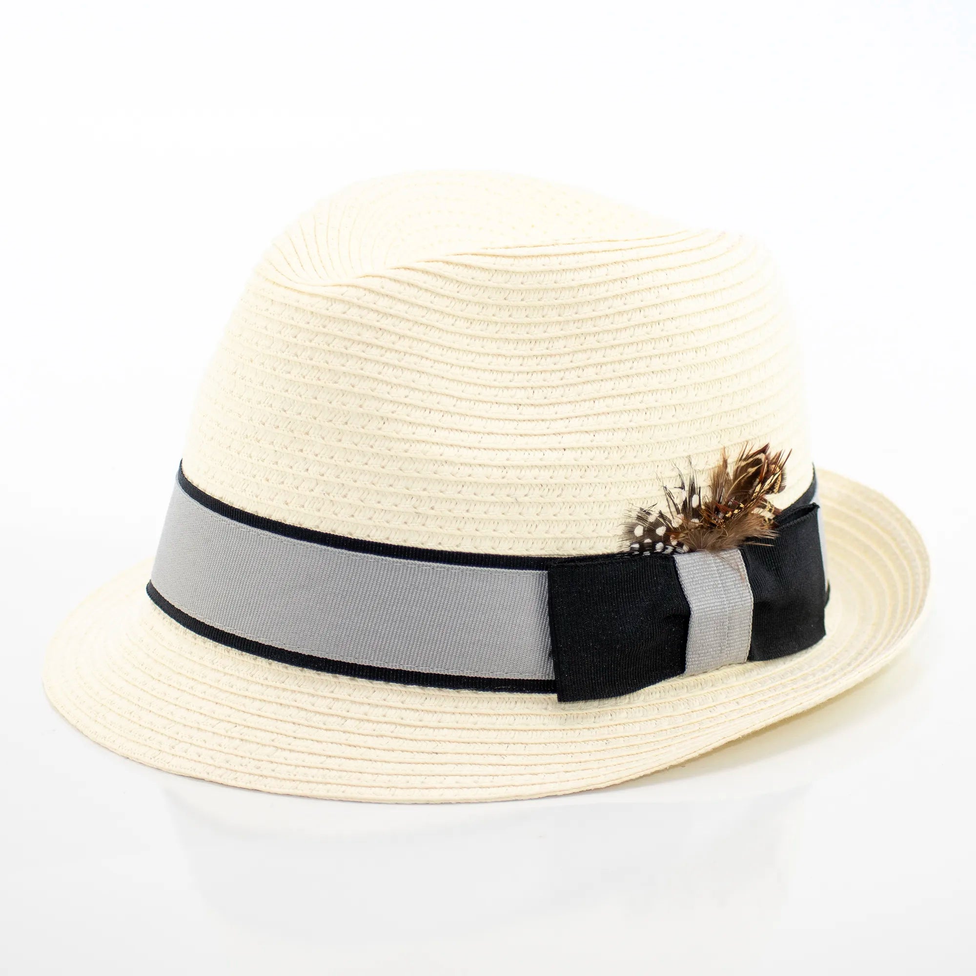 Big Size Fedora HatsNatural Straw Fedora With Ribbon Band and Plume