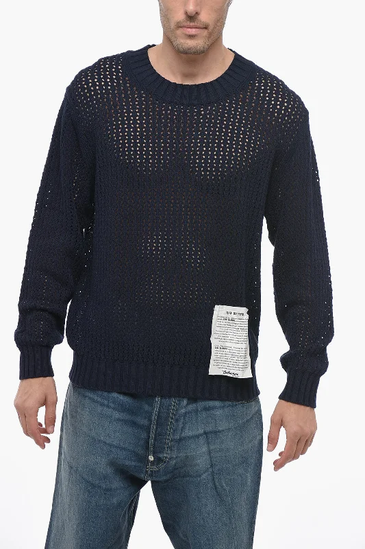 Men's Sweaters with Asymmetrical HemlinesBallantyne Raw Diamond Perforated Cotton Crew-Neck Sweater Men's Sweaters with Asymmetrical HemlinesBallantyne Raw Diamond Perforated Cotton Crew-Neck Sweater