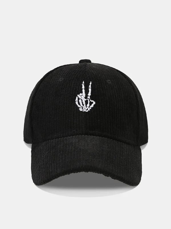 Embroidered Bucket HatsSkeleton Hand Embroidered Corduroy Baseball Cap