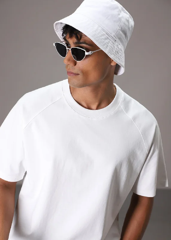 Men's Shirts with Adjustable CuffsWhite Raglan Oversized T-shirt