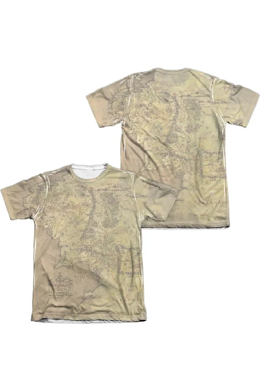 Men's Shirts with Raw-Edge HemlinesLord Of The Rings Middle Earth Map (Front/Back Print) Adult Poly/Cotton Short Sleeve Tee / T-Shirt Men's Shirts with Raw-Edge HemlinesLord Of The Rings Middle Earth Map (Front/Back Print) Adult Poly/Cotton Short Sleeve Tee / T-Shirt