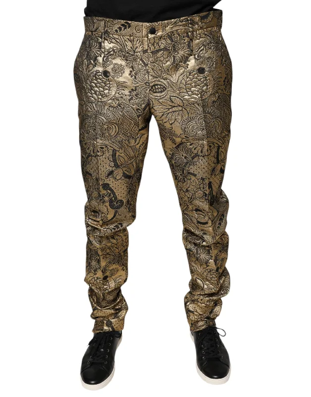 Leather Patch Embellished Men's JeansDolce & Gabbana  Floral Jacquard Men Dress Men's Pants